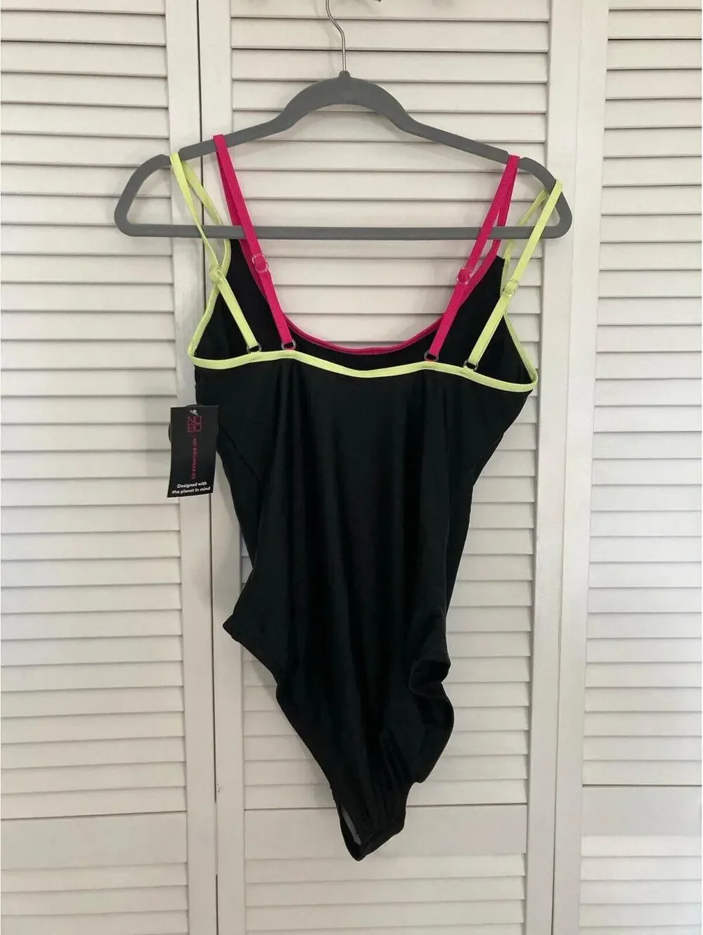 No Boundaries One Piece Swimsuit Black with color straps